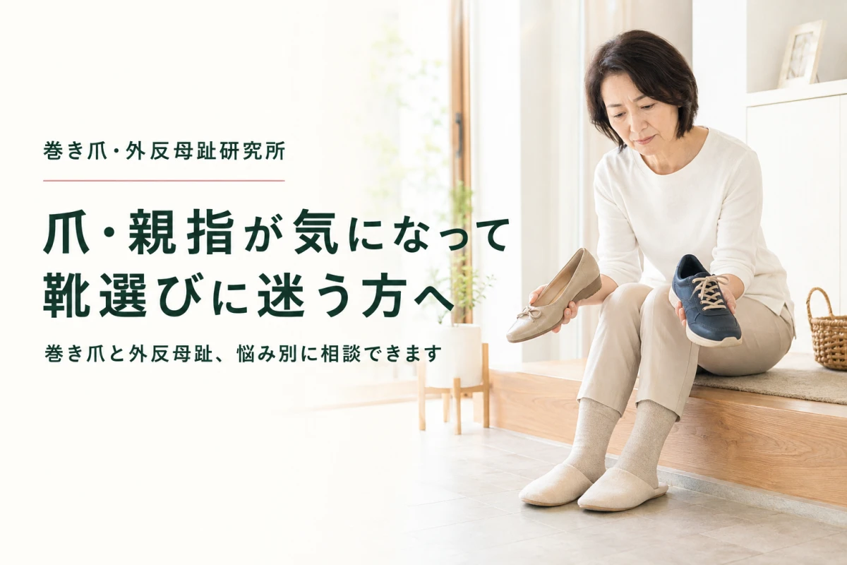足の爪や親指が気になり、靴選びに迷う方へ。の案内イメージ