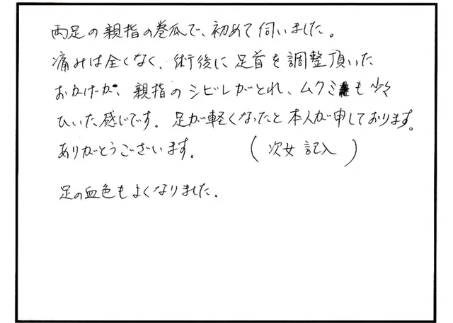 急なけがの相談について寄せられた直筆アンケート